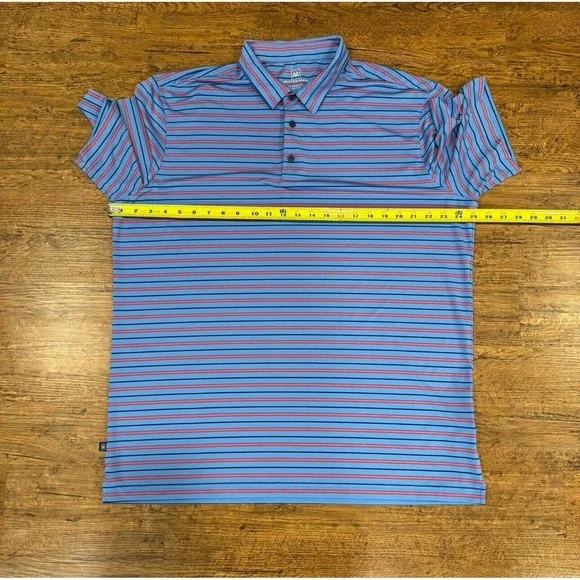 Mizzen + Main Blue Striped Versa Performance‎ Classic Fit Golf Polo Shirt Men XL - Picture 8 of 8